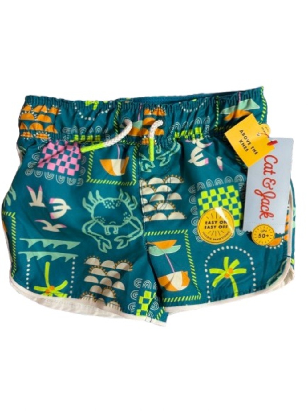 Cat & Jack Teal Tropical Print Kids Swim Shorts Size 18 Months